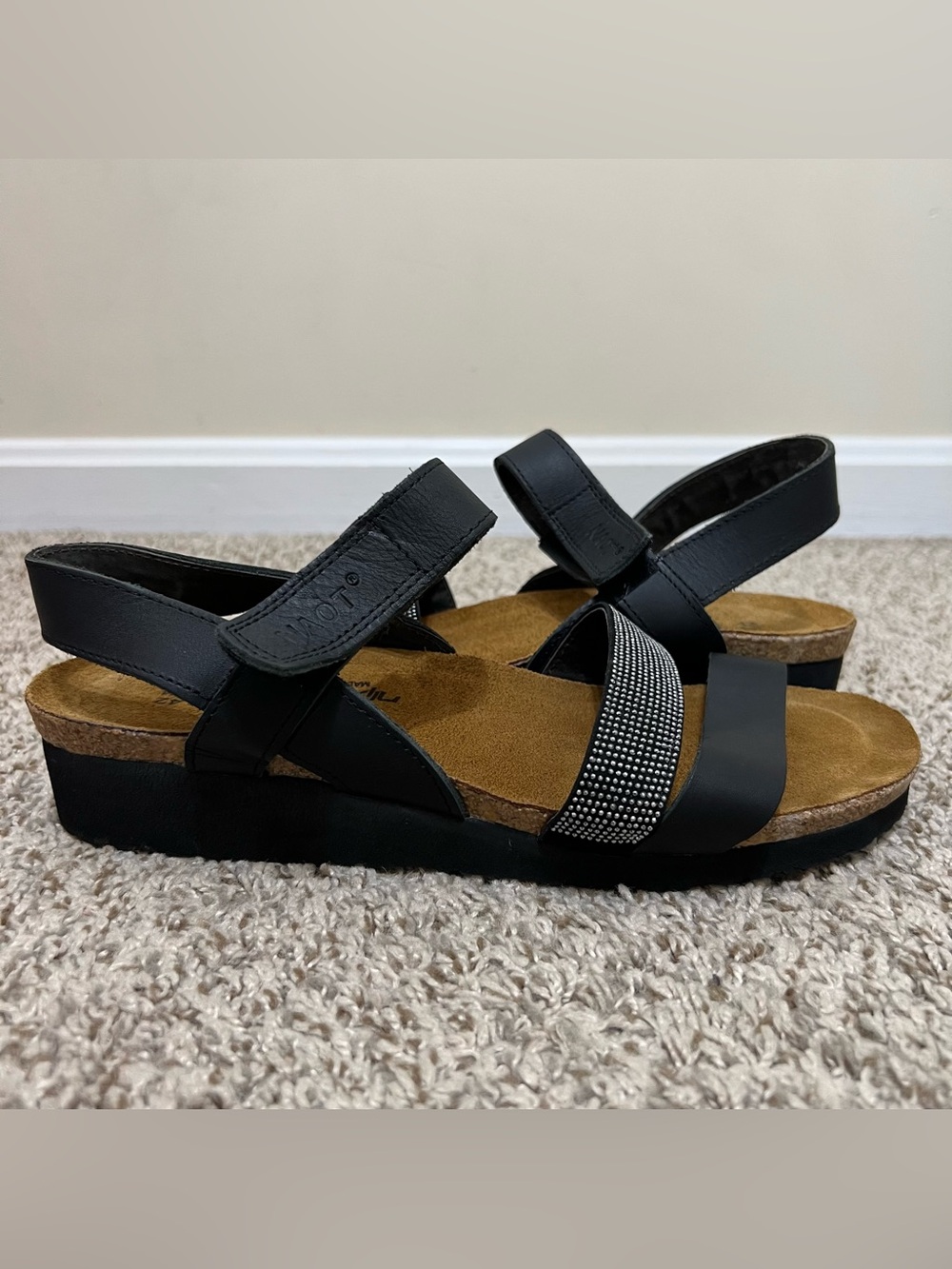 NAOT Krista Women's Wedge Sandals with Embellished Strap Size 42 US 11